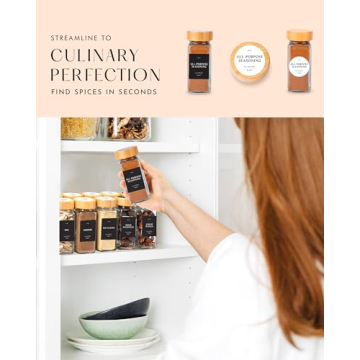 Stylish FINESSY Glass Spice Jars with Bamboo Lids