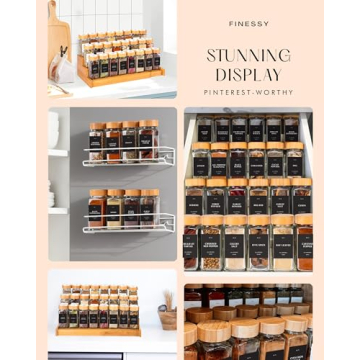 Stylish FINESSY Glass Spice Jars with Bamboo Lids