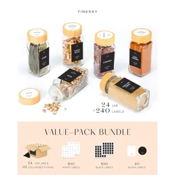 Stylish FINESSY Glass Spice Jars with Bamboo Lids