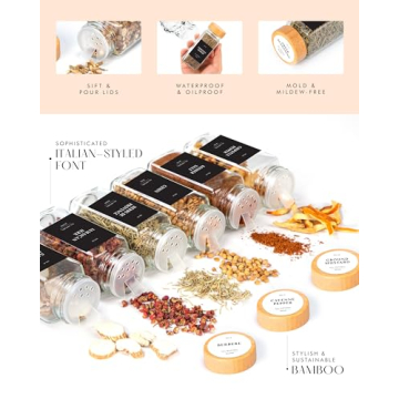 Stylish FINESSY Glass Spice Jars with Bamboo Lids