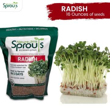 Nature Jims Radish Sprout Seeds – 16 Ounce Organic Sprouting Seeds – Non-GMO Premium Radish Seed...