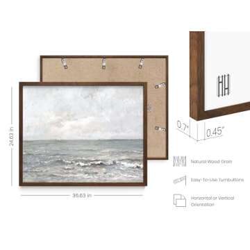 HAUS AND HUES Coastal Wall Art - Vintage Frame Prints and Oil Paintings Collection for Timeless Wall Art, Ocean Views, Nature Inspired, and Antique Charm (Walnut Frame, 24x36)