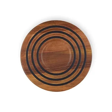 Le Creuset Magnetic Wooden Trivet: Acacia Wood with Stylish Silicone Rings