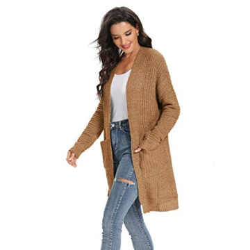 Simplee Women's Cozy Open Front Cardigan with Pockets