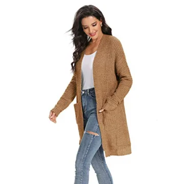 Simplee Women's Cozy Open Front Cardigan with Pockets