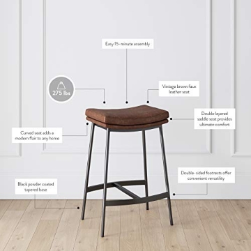 Nathan James Arlo Modern Backless Bar Stool Set