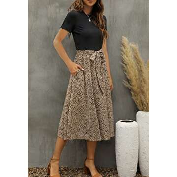 Zattcas Ribbed Midi Dress for Women - Versatile and Chic with Pockets