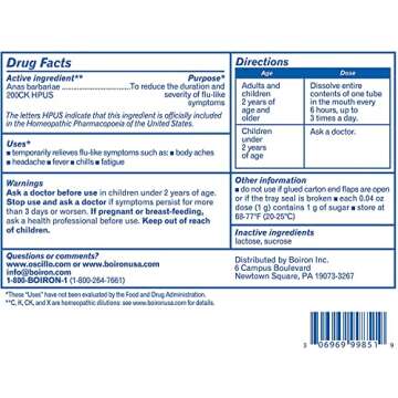 Boiron Oscillococcinum Fast Relief Flu-like Symptoms