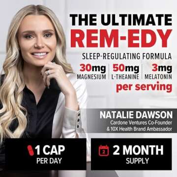 10X Health Sleep Supplement - Magnesium Supplement with L Theanine & Melatonin 3mg for Longer Sleep Support & Relaxation - 3-in1 Sleep Supplements for Adults - 60 Capsules