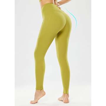 BALEAF Leggings for Women with Pockets Tummy Control Compression Workout Athletic Running High Waisted Yoga Pants 27'' Green S