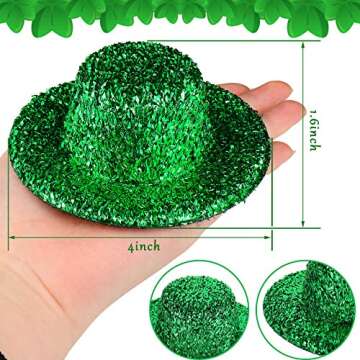 Chuangdi 10 Pieces St. Patrick's Day Mini Party Hats Leprechaun Hats Glittery Green Mini Hats St. Pa...