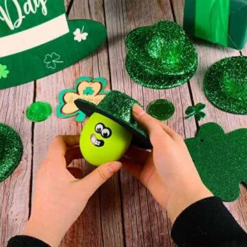 Chuangdi 10 Pieces St. Patrick's Day Mini Party Hats Leprechaun Hats Glittery Green Mini Hats St. Patrick's Day DIY Decoration for St. Paddy's Day Dolls, Craft Projects