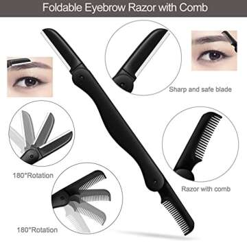 Eyebrow Razor, KAJUDA Eyebrow Kit, 5 in 1 Eyebrow Trimmer, Eyebrow Grooming Set for Women and Men, I...