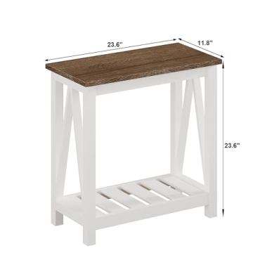 ChooChoo Farmhouse End Table Slim Storage for Small Spaces