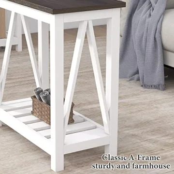 ChooChoo Farmhouse End Table Slim Storage for Small Spaces
