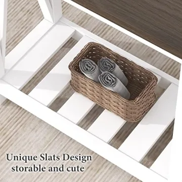 ChooChoo Farmhouse End Table Slim Storage for Small Spaces