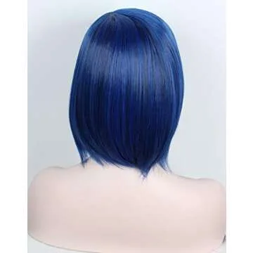 Linfairy Women's Blue Wig With Bangs For Costumes