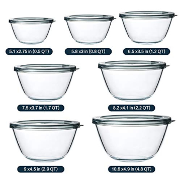M MCIRCO 14-Piece Glass Salad Bowls Set with Lids
