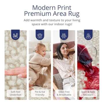 Abani Beige Cheetah Print 5'3" x 7'6" Area Rug Rugs, Arto Collection - Contemporary Durable Accent Rug