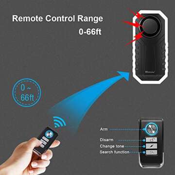 Wsdcam 113dB Bike Alarm Wireless Vibration Motion Sensor Waterproof Motorcycle Alarm with Remote