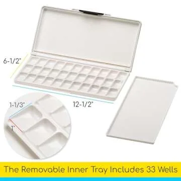 MEEDEN 33 Wells Watercolor Palette with Large Mixing Trays