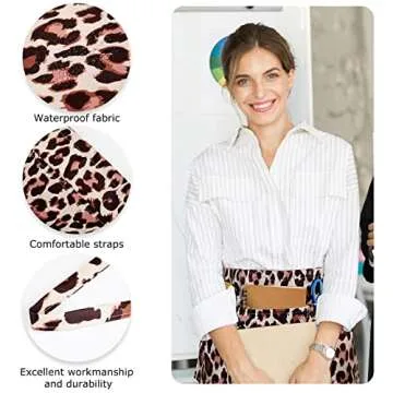 3 Pieces Leopard Zebra Print Waitress Server Aprons with 3 Pockets Half Apron with Pockets for Teachers Waiter Bartender Barista Restaurant Coffee Mom