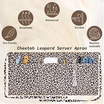 3 Pieces Leopard Zebra Print Waitress Server Aprons with 3 Pockets Half Apron with Pockets for Teachers Waiter Bartender Barista Restaurant Coffee Mom