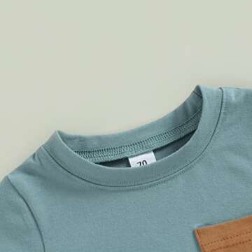 Toddler Baby Boy Summer Outfit Short Sleeve T Shirt Top Casual Shorts Set Infant Newborn Clothes 6 12 18 24 Month 2T (Contrast Color Blue, 2-3T)