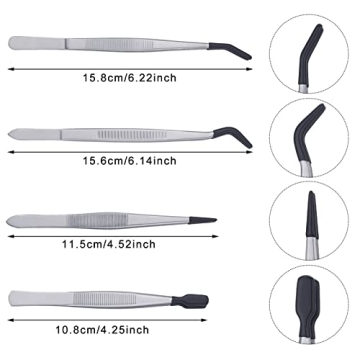 Precision Rubber-Coated Tweezers Set for Crafts & More