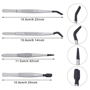 Precision Rubber-Coated Tweezers Set for Crafts & More