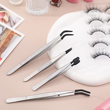Precision Rubber-Coated Tweezers Set for Crafts & More