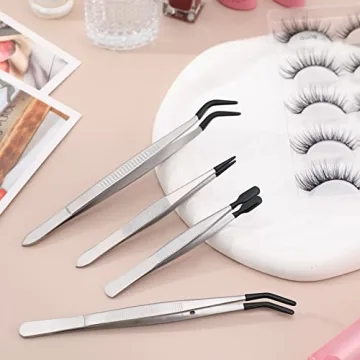 Precision Rubber-Coated Tweezers Set for Crafts & More