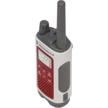 Motorola Solutions, Portable FRS, T482, Talkabout, Two-Way Radios, Red Cross, Emergency Preparedness, Rechargeable, 22 Channel, 35 Mile, White W/Red, 2 Pack