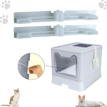 ROCCS Foldable Cat Litter Box with Lid,No Smell Large Top Entry Litter Box with Cat Litter Scoop,Covered Drawer Type Kitty Potty,Including Fur Brush & Cleaning Glove,Grey 20" x 16" x 15"