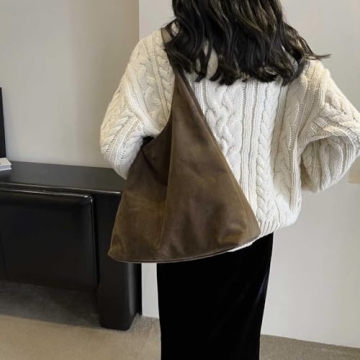 Fashionable Vegan Suede Tote Bag for Women in Z-Green