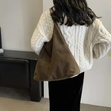 Fashionable Vegan Suede Tote Bag for Women in Z-Green