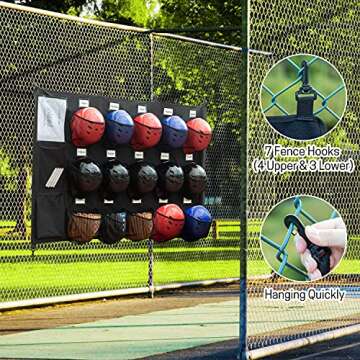 VISEMAN Hanging Helmet Bag for Baseball Softball Dugout Organizer for 15 Players Helmets Gloves Balls Organize Storage