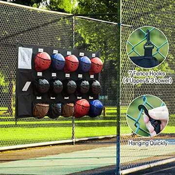 VISEMAN Hanging Helmet Bag for Baseball Softball Dugout Organizer for 15 Players Helmets Gloves Balls Organize Storage