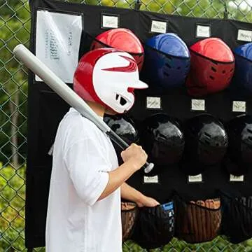 VISEMAN Hanging Helmet Bag for Baseball Softball Dugout Organizer for 15 Players Helmets Gloves Balls Organize Storage