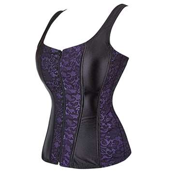 Purple Corsets for Women Steampunk Purple Corset with Straps Plus Size Corset Waist Trainer Large