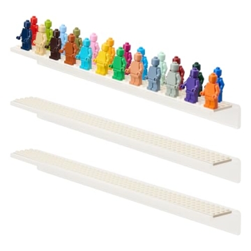 Tapeera 3-Pack Minifigure Display Case - Floating Shelves for Up to 72 LEGO Figures