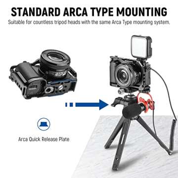 NEEWER ZV-E10 Camera Cage Compatible with Sony ZV-E10, Aluminum Video Shooting Cage Rig with Arca Type QR Plate, Compatible with SmallRig Top Handles Video Rigs, 2"/48mm Mini NATO Rail Included
