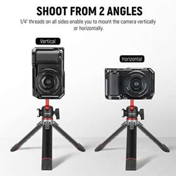 NEEWER ZV-E10 Camera Cage Compatible with Sony ZV-E10, Aluminum Video Shooting Cage Rig with Arca Type QR Plate, Compatible with SmallRig Top Handles Video Rigs, 2"/48mm Mini NATO Rail Included