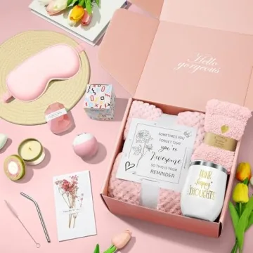 Unique Relaxing Spa Gift Basket with Luxury Flannel Blanket, Gifts for Women, Mom, Friends, Sister, Grandma, Wife, Christmas, Mothers Day, Valentines Day