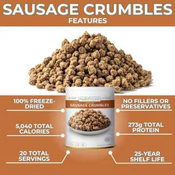 Nutristore Freeze Dried Sausage Crumbles | Survival Emergency Food Supply, Meal Prep, Camping | Made in USA | 25 Year Shelf Life | #10 Can, 29.6 oz