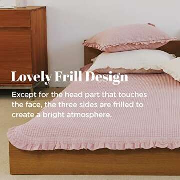 100% Cotton Frilled Bed Coverlet, Blanket – Twin Size Bed 63 x 83” - Pigment Washed Soft & Breathable Quilted Blankets for Bed and Couch – Lightweight Bed Coverlet for All Seasons (Indy Pink)