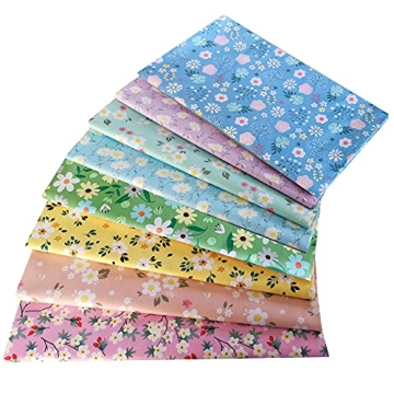 18" x 22" Fat Quarters Quilting Cotton Fabric Bundles for Sewing, 8 PCS Flowers