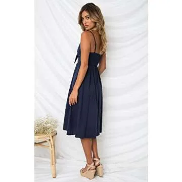 ECOWISH Summer Tie Front V-Neck Dress for Any Occasion