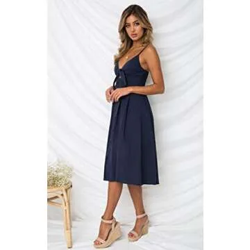 ECOWISH Summer Tie Front V-Neck Dress for Any Occasion