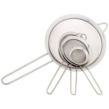 UrbanWare Set of 4 Fine Mesh Stainless Steel Strainers - Four Pack Tami Mesh Sifter Flour Sieve Cookware